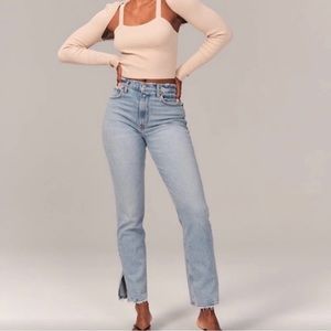 Abercrombie & Fitch 90’s Straight Ultra High Rise Curve Love Slit Hem Jean